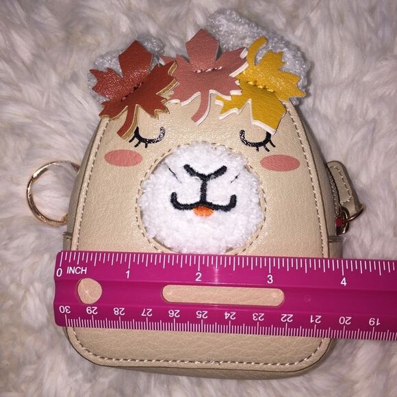 Lauren Conrad Llama Coin Purse Mini Purse Fall Leaves Autumn Back to School - Picture 4 of 6